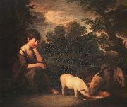 Thomas Gainsborough Girl with Pigs painting